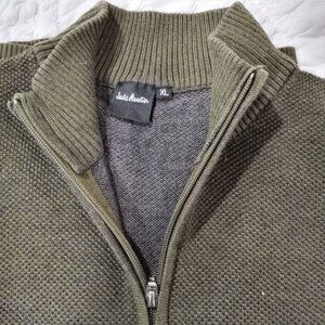 JAKE AUSTIN GREEN 1/4 ZIP HIGH COLLAR SWEATER 100% COTTON MEN SIZE XL
